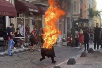 Galata'da kendini yakan şahsı söndüren esnaf o ânı anlattı