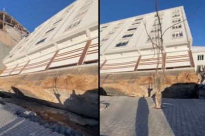 Kahramanmaraş'ta bina temeliyle yan yattı