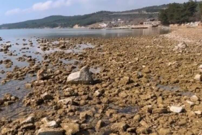 Saros Körfezi'nde deniz suyu çekildi