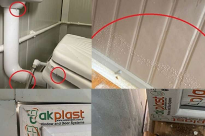 Depremzededen kötü işçilikle yapılmış konteyner isyanı