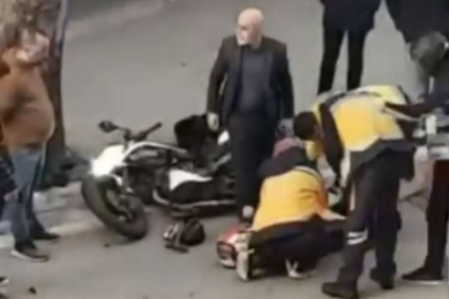 Motosiklet sürücüsü dengesini kaybedip kaza yaptı!