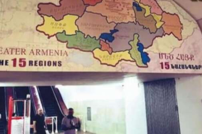 Ermenistan'dan skandal harita! Metro istasyonunda led ekrana yansıttılar