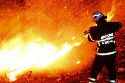 Edirne'de otluk alanda yangın!