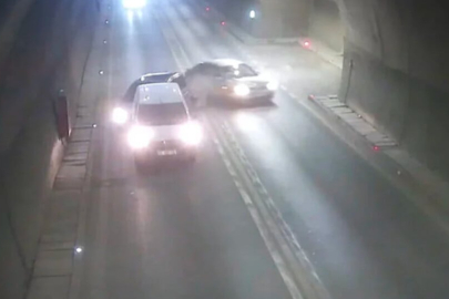 Amasya'da tüneldeki zincirleme kaza kameraya yansıdı