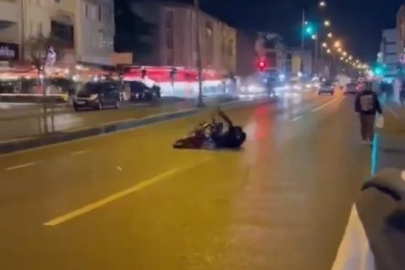 Drift atmak isteyen bir sürücü yan yattı!