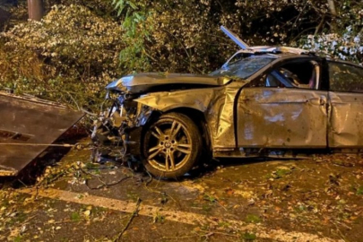 Otomobil ağaçlara çarparak durabildi!