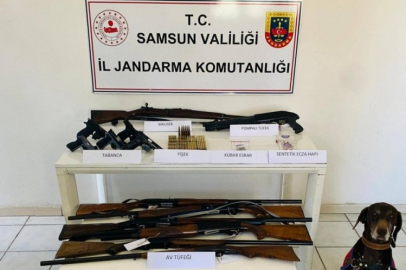 Samsun'da jandarmadan silah, mühimmat ve uyuşturucu madde operasyonu