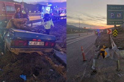 Feci kaza! Otomobil bariyerlere çarptı: 2 kişi hayatını kaybetti