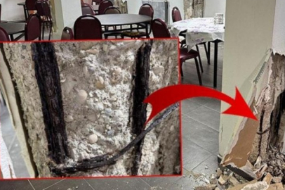 6.2'lik depremde 6 katlı binanın kolanları patladı