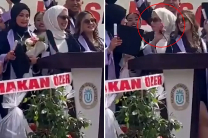 Söylediklerinin alanda duyulduğunu fark eden kız utandı!