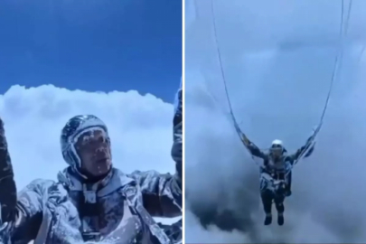 Hortuma kapılarak 8.5 kilometre yükseğe çıkan paraşütçü dondu