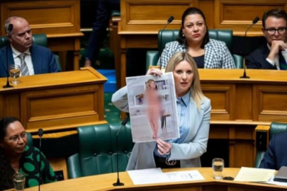 Milletvekili parlamentoda 'çıplak' resmini gösterdi!