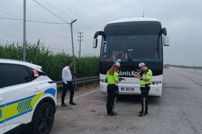 Bursa'da yolcu otobüslerine emniyet kemeri denetimi