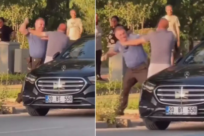 Polis ile iş insanı trafikte yumruk yumruğa kavga etti
