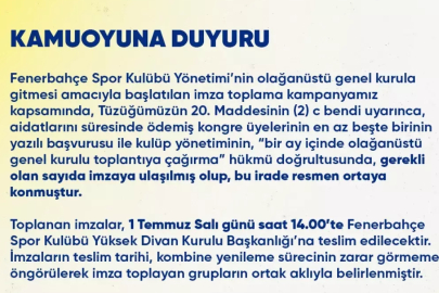 Fenerbahçe'de Olağanüstü Seçim İçin İmza Süreci Tamamlandı