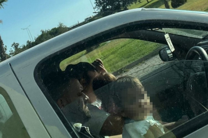 Bursa'da trafikte tehlikeli anlar: Küçük çocuk şoför koltuğunda...