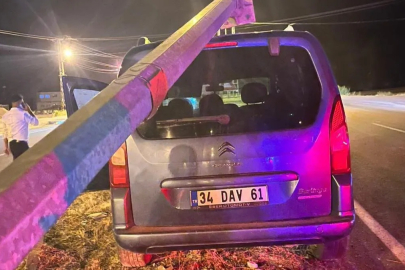 Van'daki kazada kamyonet, aydınlatma direğine çarptı