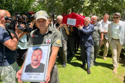 Yangında şehit olan orman personeli böyle uğurlandı