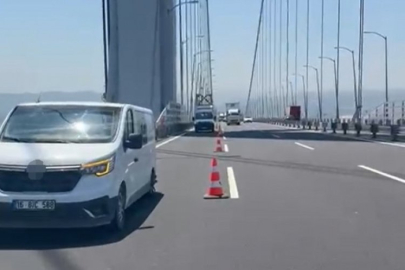 Osmangazi Köprüsü'nde iki aracın lastikleri peş peşe patladı