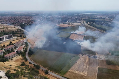 Edirne'de anız yangını: Yerleşim alanlarına gelmeden söndürüldü