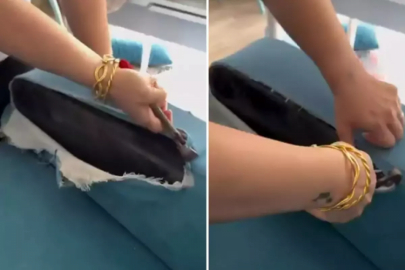 Sıfır mobilya alan çift, koltuğun kumaşını yırtınca şoke oldu