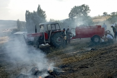 Balya makinesi arızalanınca 10 dönüm arazi kül oldu!