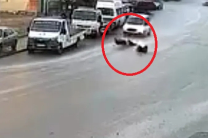 Ankara'da devrilen motosikletin sürücüsü metrelerce sürüklendi