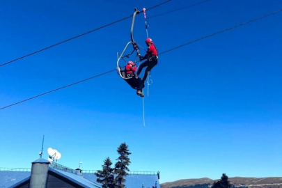 Bursa'da teleferik tatbikatı