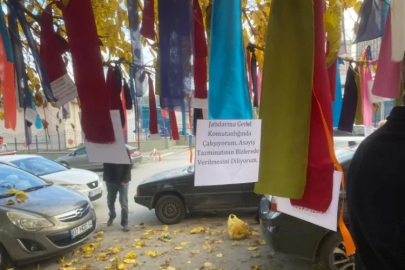 Memurlar bakanlığın önündeki ağacı 'dilek ağacı'na çevirdi