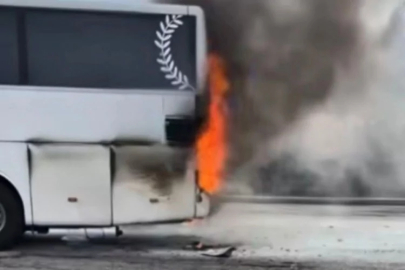 Yolcu otobüsünde çıkan yangını itfaiye söndürdü