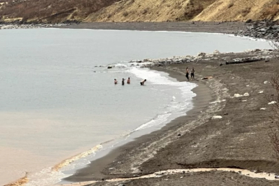 Bitlis'te bir yanda kar esareti, bir yanda su keyfi
