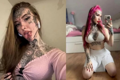 Vücudunu baştan sona kaplatıp dilini ikiye ayırdı!