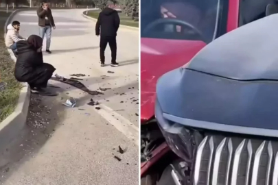 Direksiyon sınavında kurs aracı TOGG ile çarpıştı!