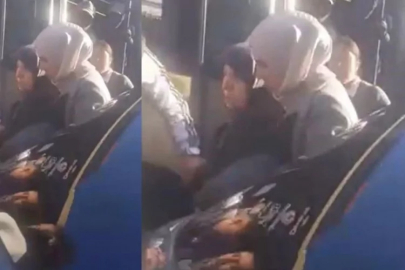 Yaşlı kadın, tıklım tıklım dolu minibüsten yola düştü
