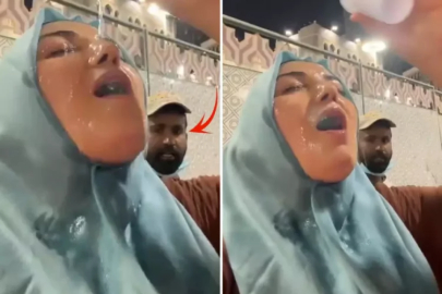 Umreden tepki çeken görüntü!