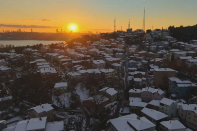 Beykoz beyaza büründü; manzara havadan görüntülendi