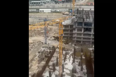 Bursa'da inşaat alanında korku dolu anlar: Vinç kontrolden çıktı!