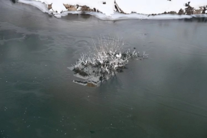 Soğuk hava Habur Çayı'nı dondurdu