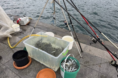 İstanbul'da olta balıkçıları lodosu fırsata çevirdi