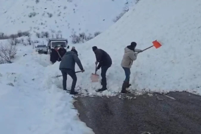 Bingöl'de yola düşen çığı vatandaşlar küreklerle kaldırdı