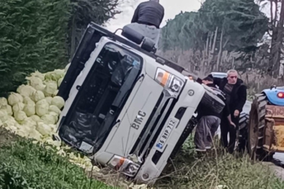 Bursa'da lahana yüklü kamyonet devrildi!