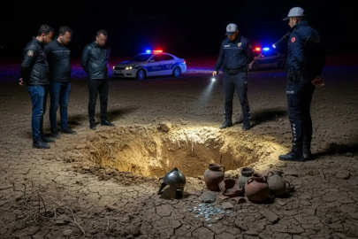 Tuvalet çukuru açmak bahanesi ile kaçak kazı polisin gözünden kaçmadı