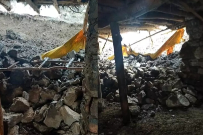 Hakkari'de yağış nedeniyle ahır çöktü