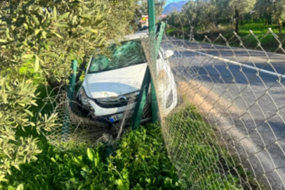 Orhangazi'de kontrolden çıkan otomobil tarlaya daldı