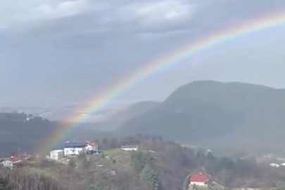 Bursa'da yağmur sonrası gökkuşağı görsel şöleni