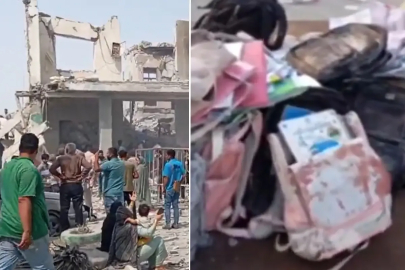 İran okul saldırısından geriye kalan kanlı çantalar oldu