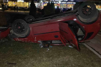 Çorum'da otomobil takla attı: 1 yaralı