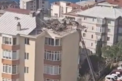 Bursa'da 8 katlı binanın çatısında ölümüne mesai!