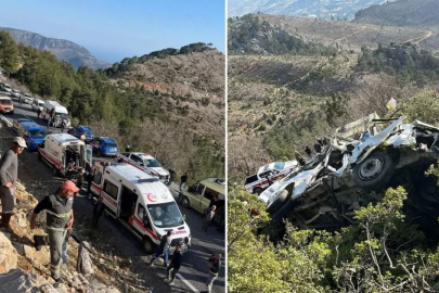 İşçi servisi uçurumdan yuvarlandı: Ölü ve yaralılar var