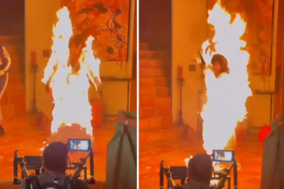 Katy Perry, klip çekiminde alevler içinde kaldı